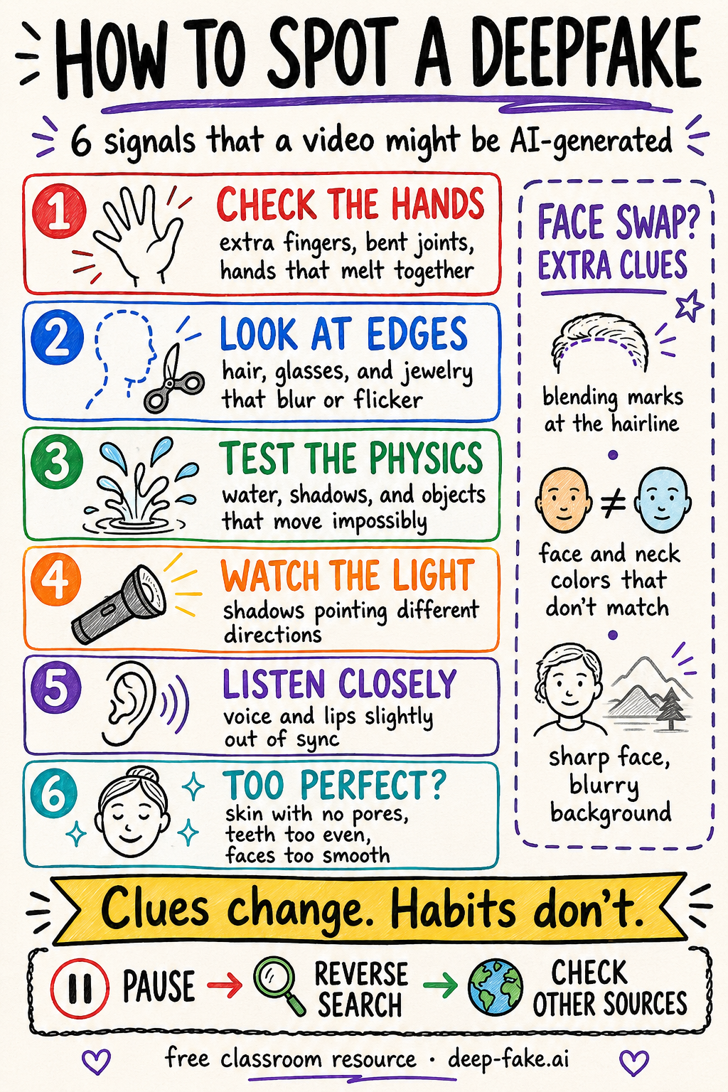 Preview of Anchor Chart — "How to Spot a Deepfake"