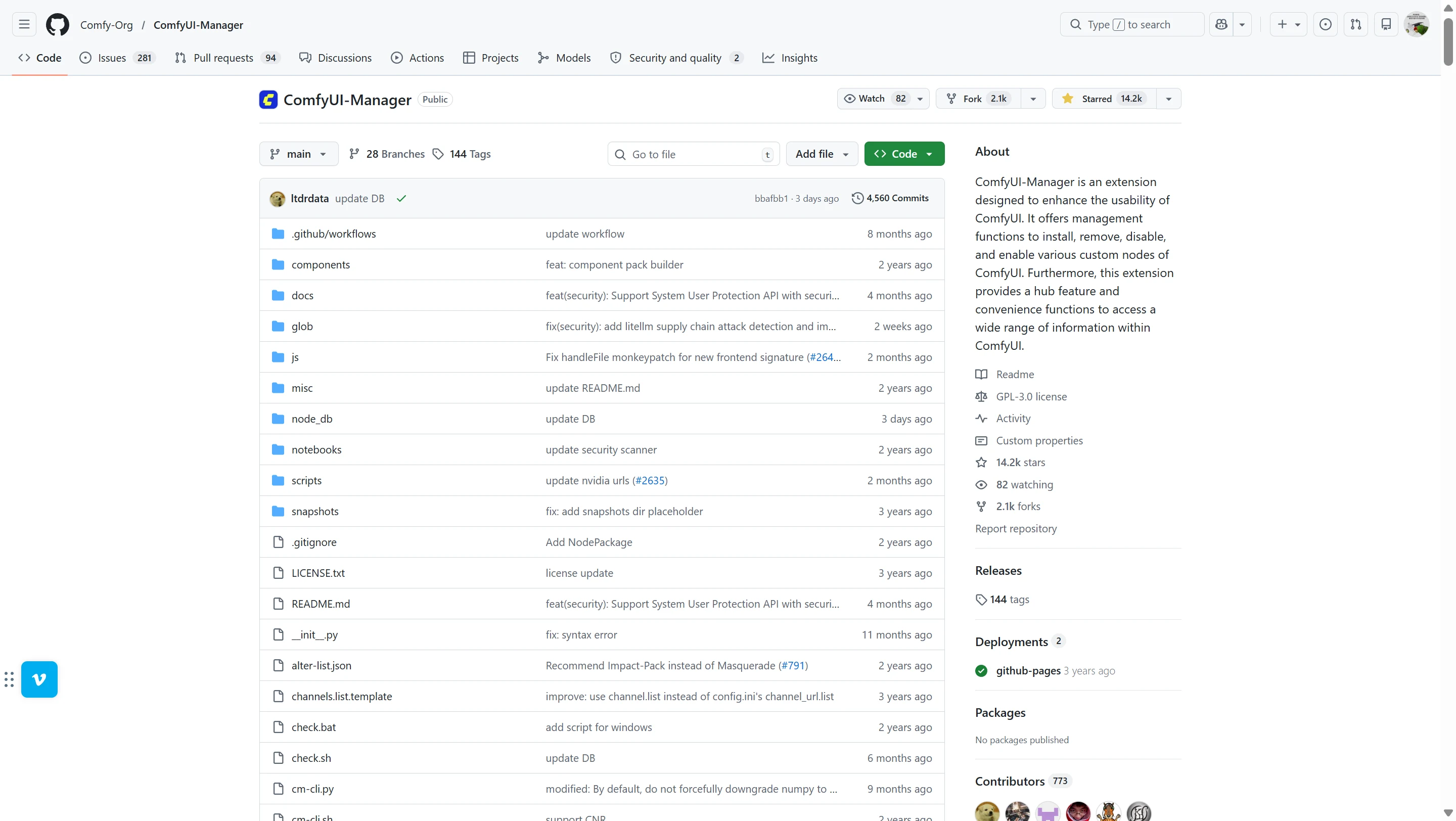 Image: ComfyUI Manager (legacy) — Manager button in the menu bar